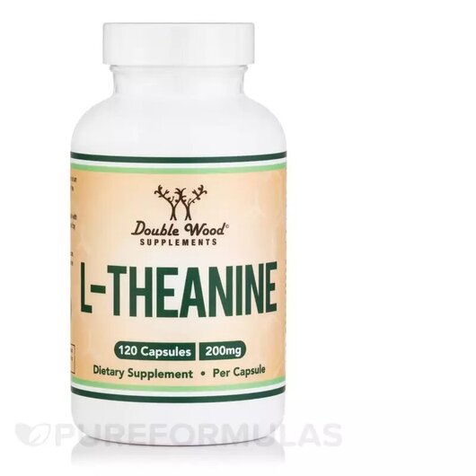 Основне фото товару Double Wood, L-Theanine 200 mg, L-Теанін, 120 капсул
