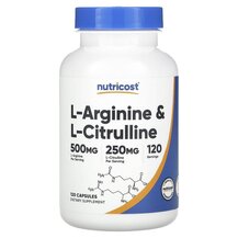 L-Arginine & L-Citrulline L-Аргинин Nutricost 120 капсул L-Arginine & L-Citrulline L-Аргинин Nutricost 120 капсул