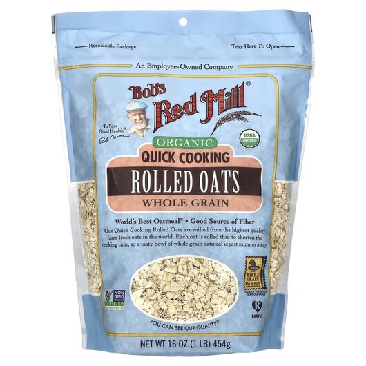 Основное фото товара Овес, Organic Quick Cooking Rolled Oats Whole Grain, 454 г