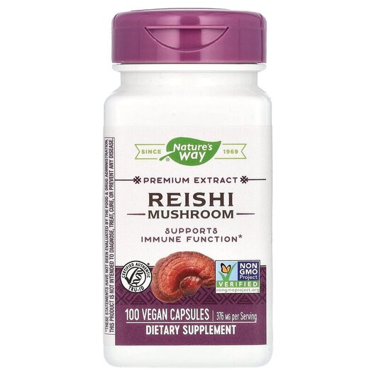 Основне фото товару Reishi Standardized 376 mg Основне фото товару Nature's Way, Reishi, Рейша 376 мг, 100 капсул