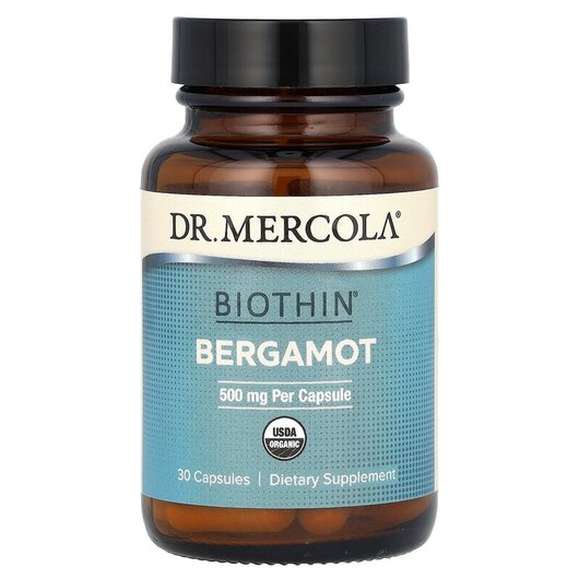 Основне фото товару Biothin Bergamot 500 mg Основне фото товару Dr. Mercola, Biothin Bergamot 500 mg, Бергамот Цитрус, 30 капсул