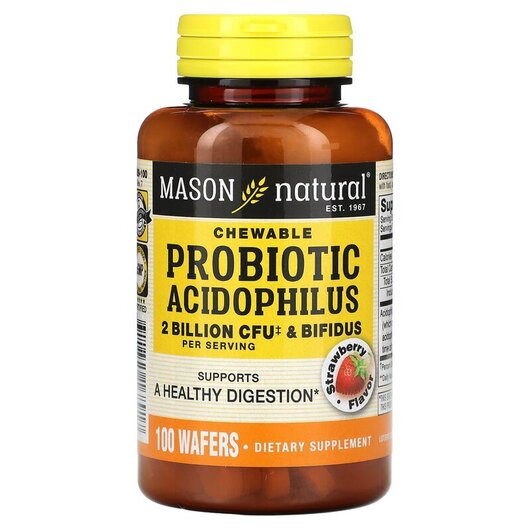 Основне фото товару Chewable Probiotic Acidophilus with Bifidus Strawberry Flavor Основне фото товару Chewable Probiotic Acidophilus with, Лактобактерії Ацидофілус, 10