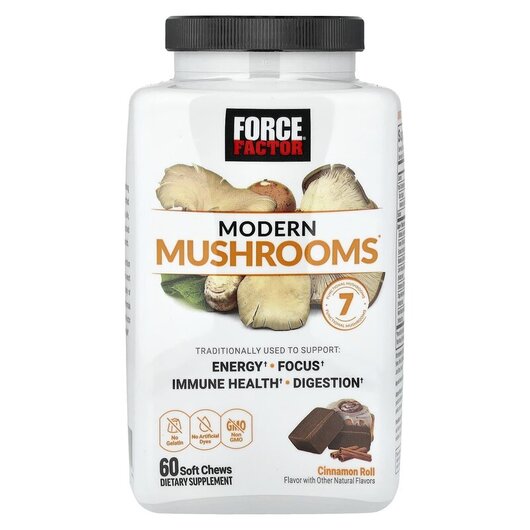 Основное фото товара Modern Mushrooms Cinnamon Roll Основное фото товара Force Factor, Грибы, Modern Mushrooms Cinnamon Roll, 60 таблеток