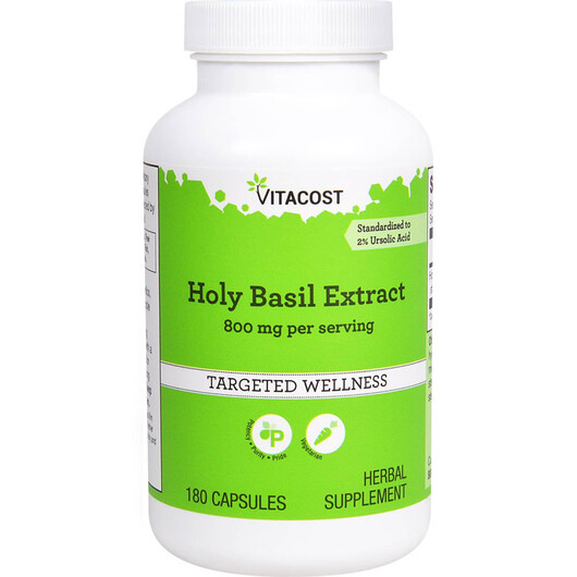Основне фото товару Vitacost, Holy Basil Extract, Базилік, 180 капсул