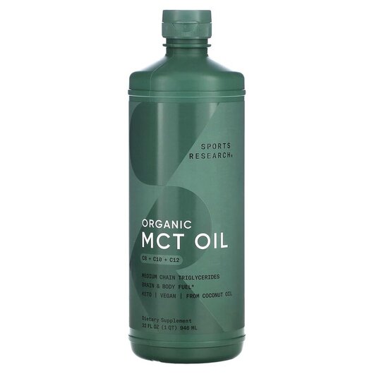 Основне фото товару Sports Research, MCT Oil Unflavored, MCT Олія, 946 мл