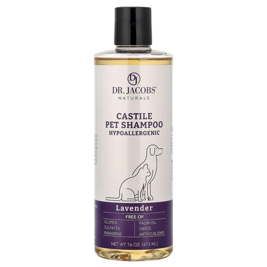 Основне фото товару Dr. Jacobs Naturals, Castile Pet Shampoo Lavender, Шампунь, 473 м