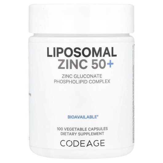 Основное фото товара Liposomal Zinc 50+ Основное фото товара CodeAge, Липосомальный Цинк, Liposomal Zinc 50+, 100 капсул