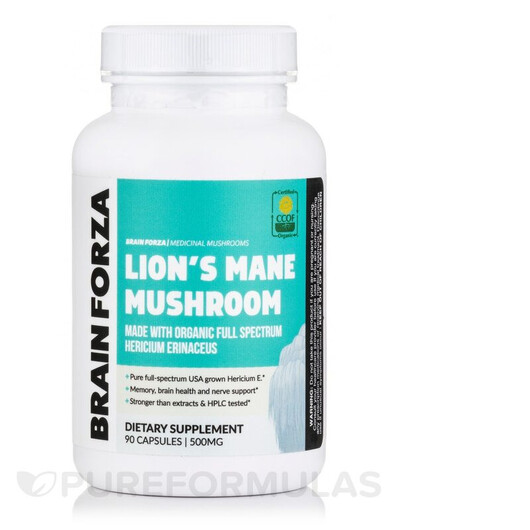Основне фото товару Organic Lion's Mane Mushroom Основне фото товару Organic Lion's Mane Mushroom, Гриби Левова Грива, 90 капсул
