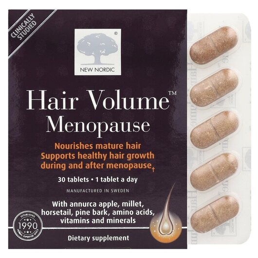 Основне фото товару New Nordic, Hair Volume Menopause, Підтримка менопаузи, 30 таблет