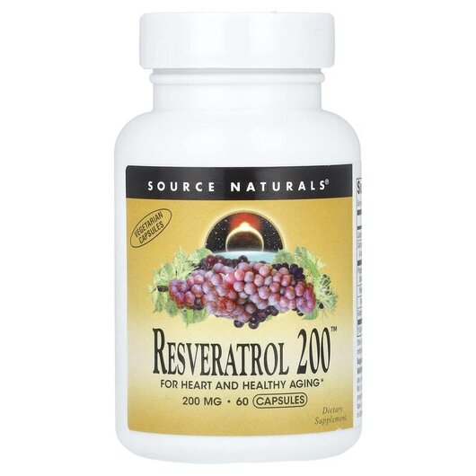 Основное фото товара Resveratrol 200 200 mg Основное фото товара Source Naturals, Ресвератрол, Resveratrol 200 200 mg, 60 капсул