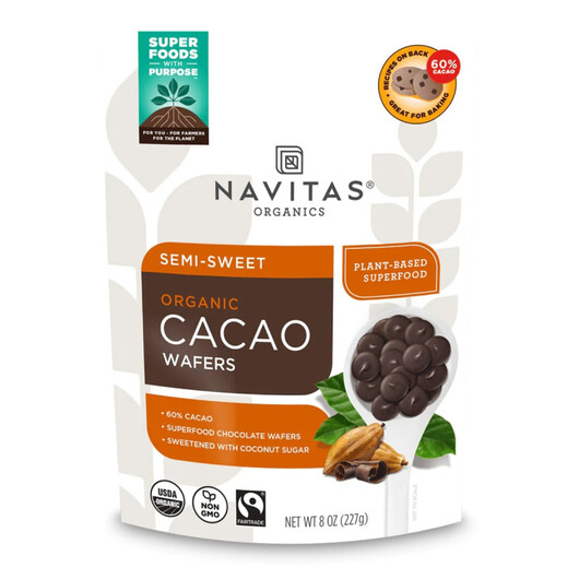 Основне фото товару Organic Cacao Wafers Semi-Sweet Основне фото товару Navitas Organics, Organic Cacao Wafers Semi-Sweet, Шоколад, 227 г