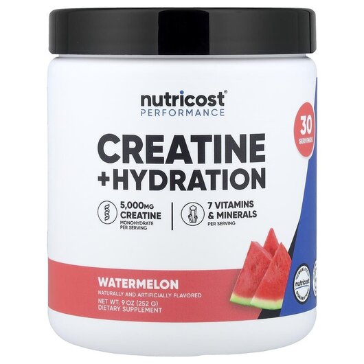 Основное фото товара Performance Creatine + Hydration Watermelon Основное фото товара Электролиты, Performance Creatine + Hydration Watermelon, 252 г