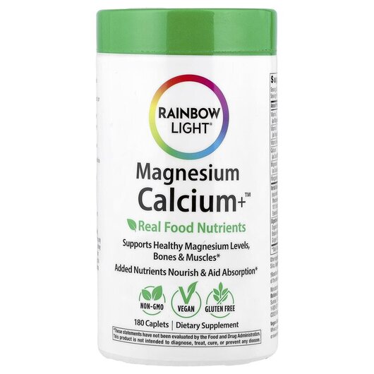 Основное фото товара Rainbow Light, Магний Кальций, Magnesium Calcium+, 180 таблеток