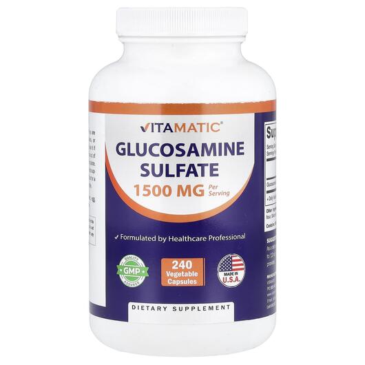 Основное фото товара Glucosamine Sulfate Основное фото товара Vitamatic, Глюкозамин Хондроитин, Glucosamine Sulfate, 240 капсул