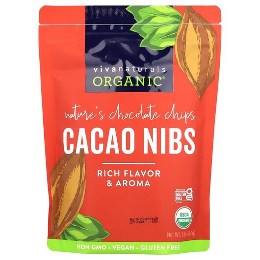 Основное фото товара Organic Cacao Nibs Основное фото товара Кусочки натурального шоколада, Organic Cacao Nibs, 454 г