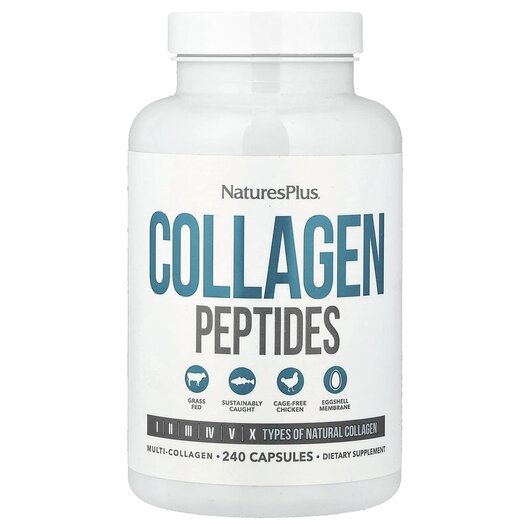 Основне фото товару Natures Plus, Collagen Peptides, Колагенові пептиди, 240 капсул