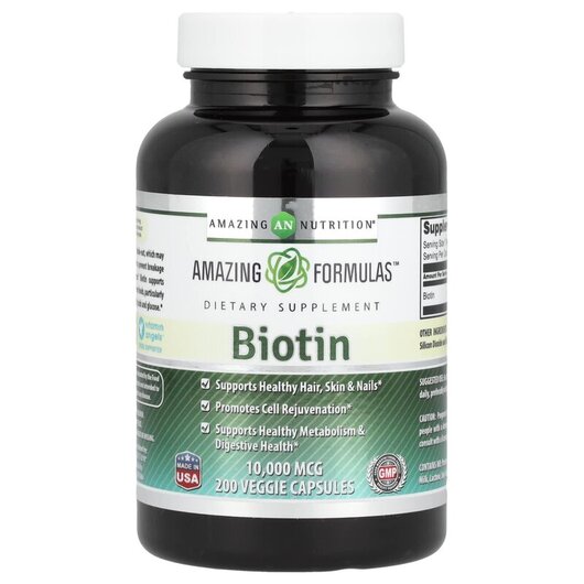 Основное фото товара Biotin 10000 mcg Основное фото товара Amazing Nutrition, Витамин B7 Биотин, Biotin 10000 mcg, 200 капсу