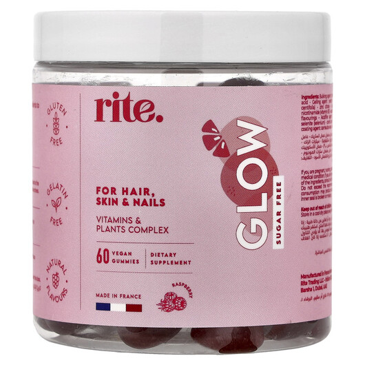 Основное фото товара rite., Поддержка роста волос, Glow Gummies Raspberry, 60 таблеток