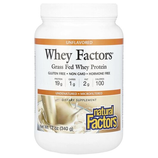 Основное фото товара Протеин, Whey Factors 100% Natural Whey Protein Unflavored, 340 г