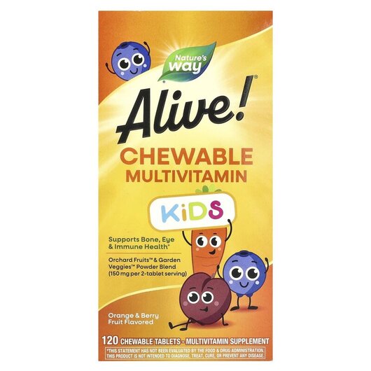 Основное фото товара Nature's Way, Мультивитамины, Alive! Kids Chewable Multi, 12