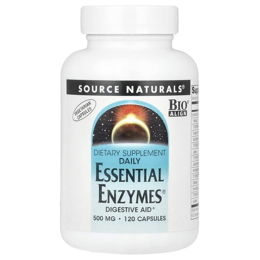Основное фото товара Daily Essential Enzymes 500 mg Основное фото товара Source Naturals, Ферменты, Daily Essential Enzymes 500 mg, 120 ка