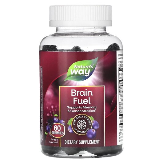 Основне фото товару Nature's Way, Brain Fuel Grape, Підтримка мозку, 60 таблеток