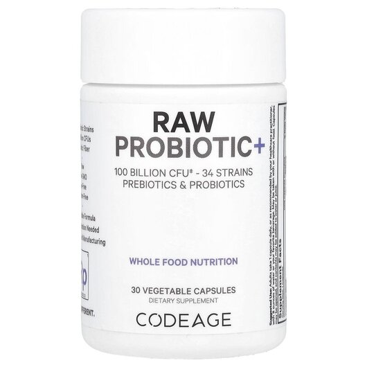 Основное фото товара Raw Probiotic+ 100 Billion CFU Основное фото товара CodeAge, Пробиотики, Raw Probiotic+ 100 Billion CFU, 30 капсул