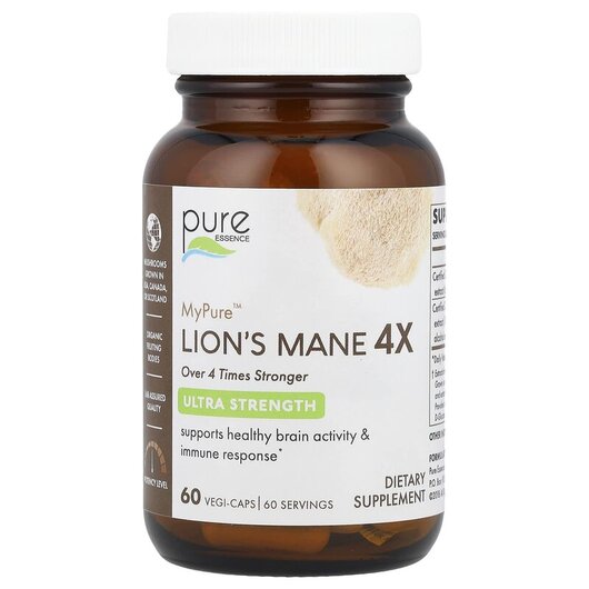 Основне фото товару MyPure Lion's Mane 4X Основне фото товару Pure Essence, MyPure Lion's Mane 4X, Гриби Левова Грива, 60