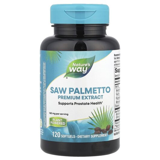 Основне фото товару Saw Palmetto 160 mg Основне фото товару Nature's Way, Saw Palmetto 160 mg, Со Пальметто, 120 капсул