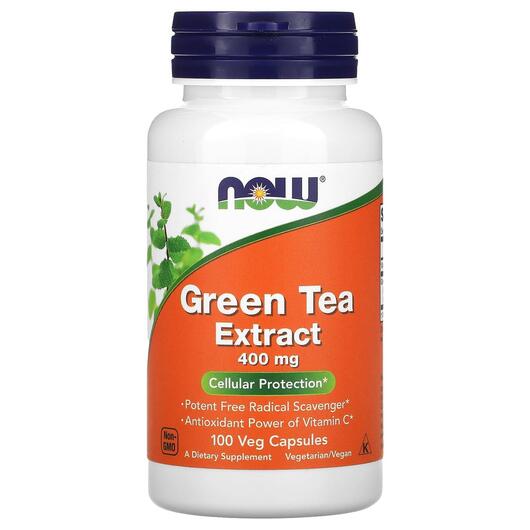 Основне фото товару Green Tea Extract 400 mg Основне фото товару NOW Foods, Green Tea Extract, Екстракт зеленого чаю, 100 капсул