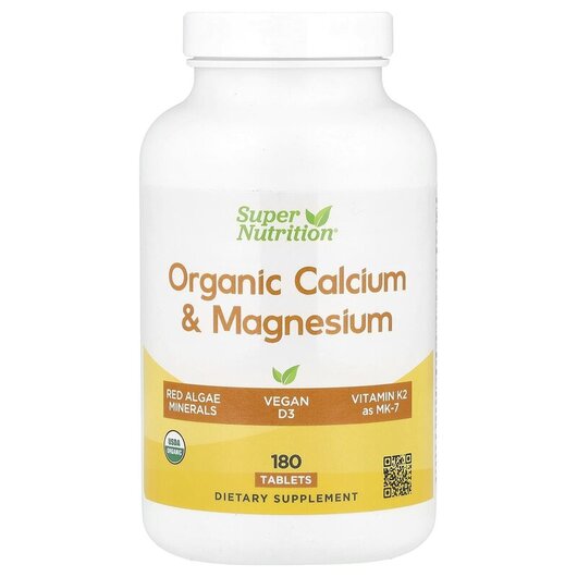 Основне фото товару Organic Calcium & Magnesium, Кальцій Магній, 180 таблеток