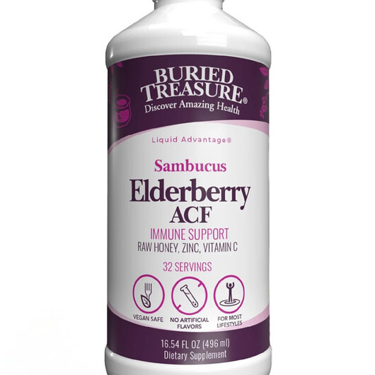 Основне фото товару Elderberry ACF with Raw Honey Zinc and Vitamin C Основне фото товару Elderberry ACF with Raw Honey Zinc and Vitamin C, Сироп з Бузини,