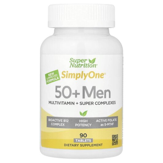 Основное фото товара Simply One Men's 50+ Multivitamin with Super Adaptogens Greens Spices & Antioxidant Основное фото товара Витамины для мужчин 50+, Simply One Men's 50+, 90 таблеток