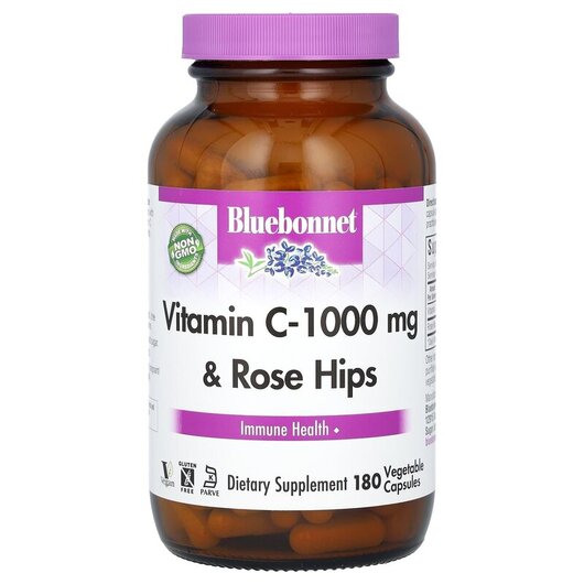 Основне фото товару Vitamin C-1000 mg Plus Rose Hips, Вітамін С 1000 мг, 180 капсул