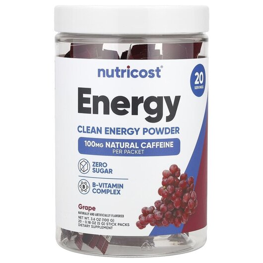 Основное фото товара Energy Clean Energy Powder Grape Основное фото товара Энергетический напиток, Energy Clean Energy Powder Grape, 20 шт