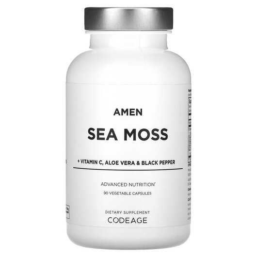 Основное фото товара Amen Sea Moss + Vitamin C Aloe Vera & Black Pepper Основное фото товара CodeAge, Ирландский морской мох, Amen Sea Moss, 90 капсул
