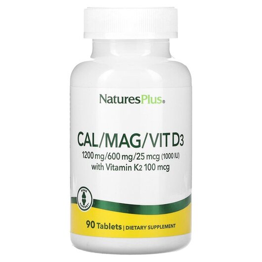 Основне фото товару Cal/Mag/Vit D3 with Vitamin K2, Кальцій Магній D3, 90 таблеток