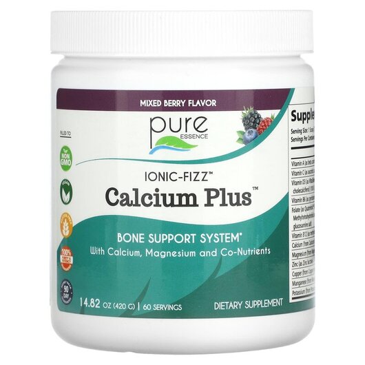 Основное фото товара Pure Essence, Кальций, Ionic-Fizz Calcium Plus Mixed Berry 1, 420