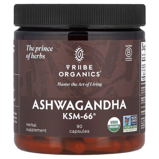 Основное фото товара Tribe Organics, Ашваганда, Ashwagandha KSM-66, 90 капсул