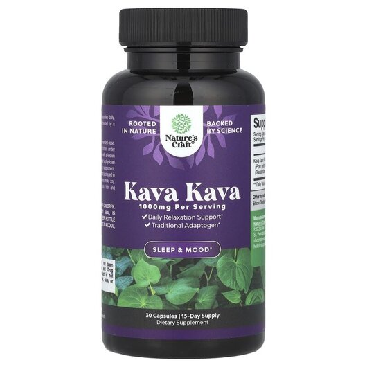 Основне фото товару Nature's Craft, Kava Kava 1000 mg, Кава Кава, 30 капсул
