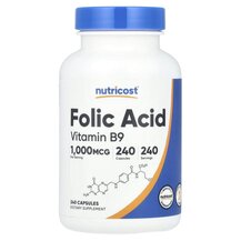 Вітамін B9 Фолієва кислота Folic Acid 1000 mcg Nutricost Вітамін B9 Фолієва кислота Folic Acid 1000 mcg Nutricost