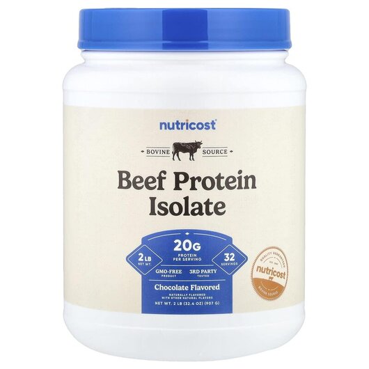 Основне фото товару Nutricost, Beef Protein Isolate Chocolate, Протеїн, 907 г