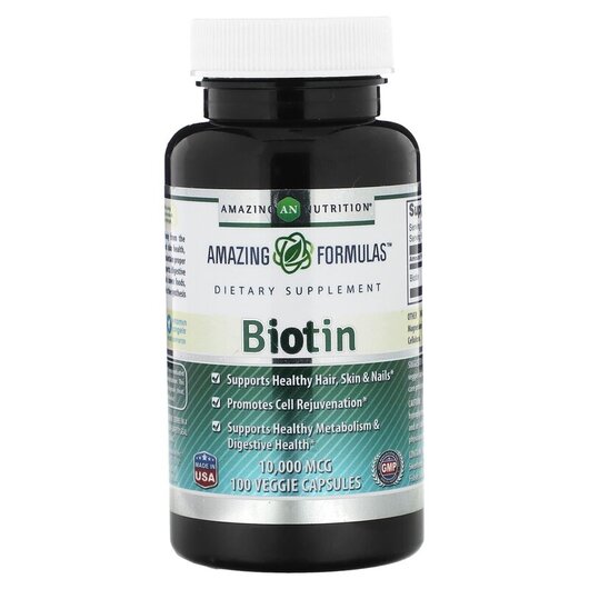 Основное фото товара Amazing Nutrition, Витамин B7 Биотин, Biotin 10000 mcg, 100 капсу