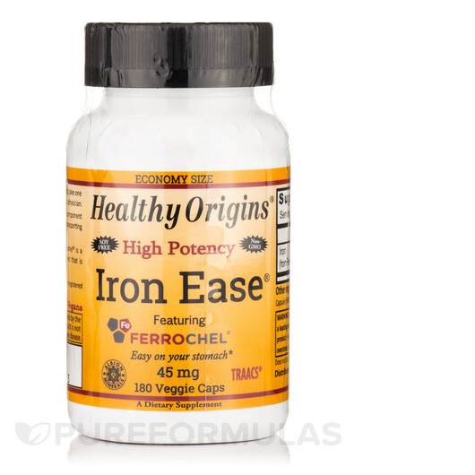 Основное фото товара Железо, Iron Ease featuring Ferrochel 45 mg, 180 капсул