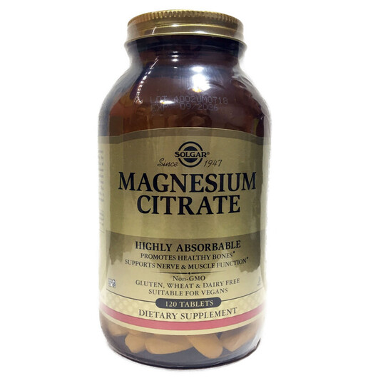 Основне фото товару Solgar, Magnesium Citrate, Магній Цитрат, 120 таблеток