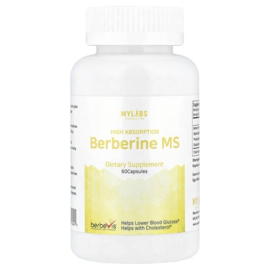 Основне фото товару Berberine MS High Absorption 550 mg Основне фото товару Mylabs, Berberine MS High Absorption 550 mg, Берберин, 60 капсул