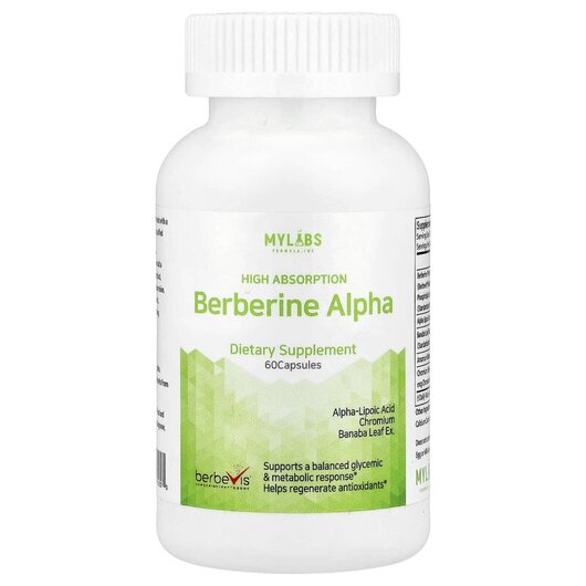 Основне фото товару Berberine Alpha High Absorption Основне фото товару Mylabs, Berberine Alpha High Absorption, Берберин, 60 капсул