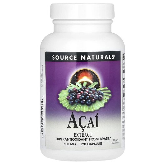 Основное фото товара Acai Экстракт 500 мг, Acai Extract 500 mg 120, 120 капсул