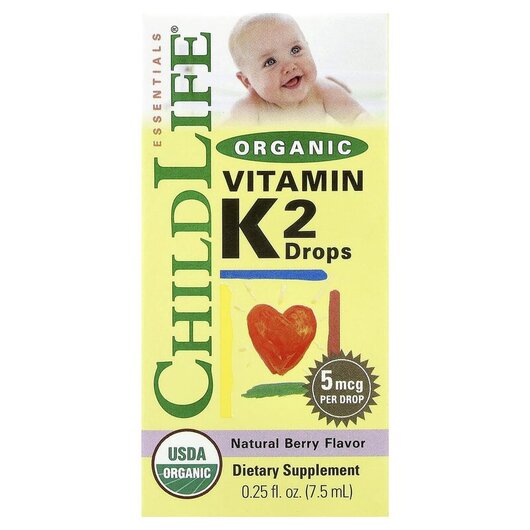 Основне фото товару ChildLife, Organic Vitamin K2 Drops, Вітамін К2 в краплях, 12 мл