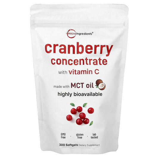Основне фото товару Cranberry Concentrate With Vitamin C, Журавлина, 300 капсул